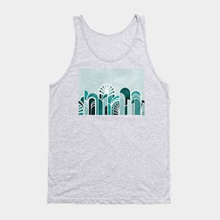 Blue Geometric Art Deco Print Tank Top